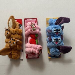 Brown Rudolph,Pink Strawberry Shortcake,Blue Stitch Headwrap & Wristband